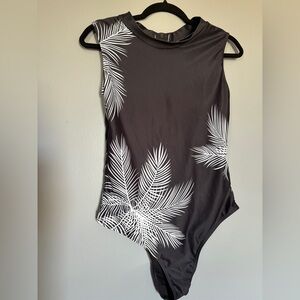 Tropical Leaf Print Womens Swimsuit- NEW-Large-Coastal Beach